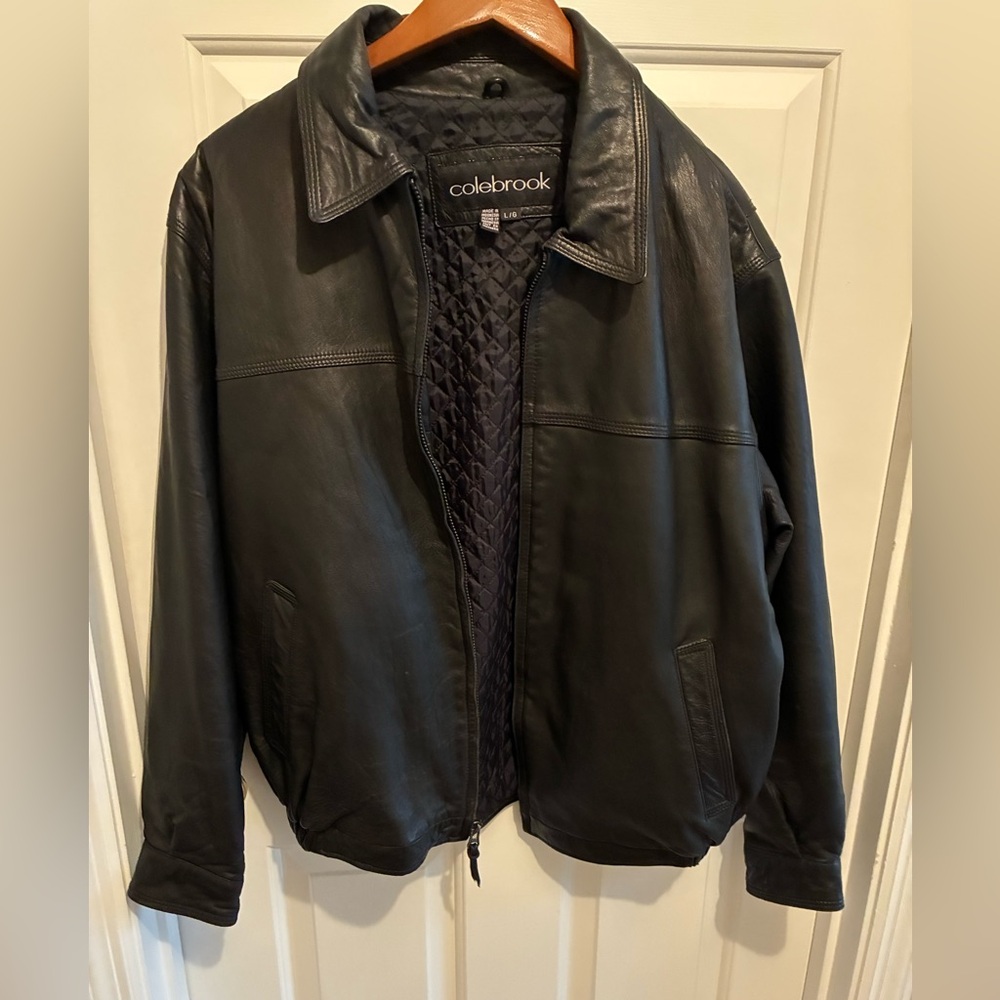 Men’s Colebrook Black Leather Jacket, Large, NWOT